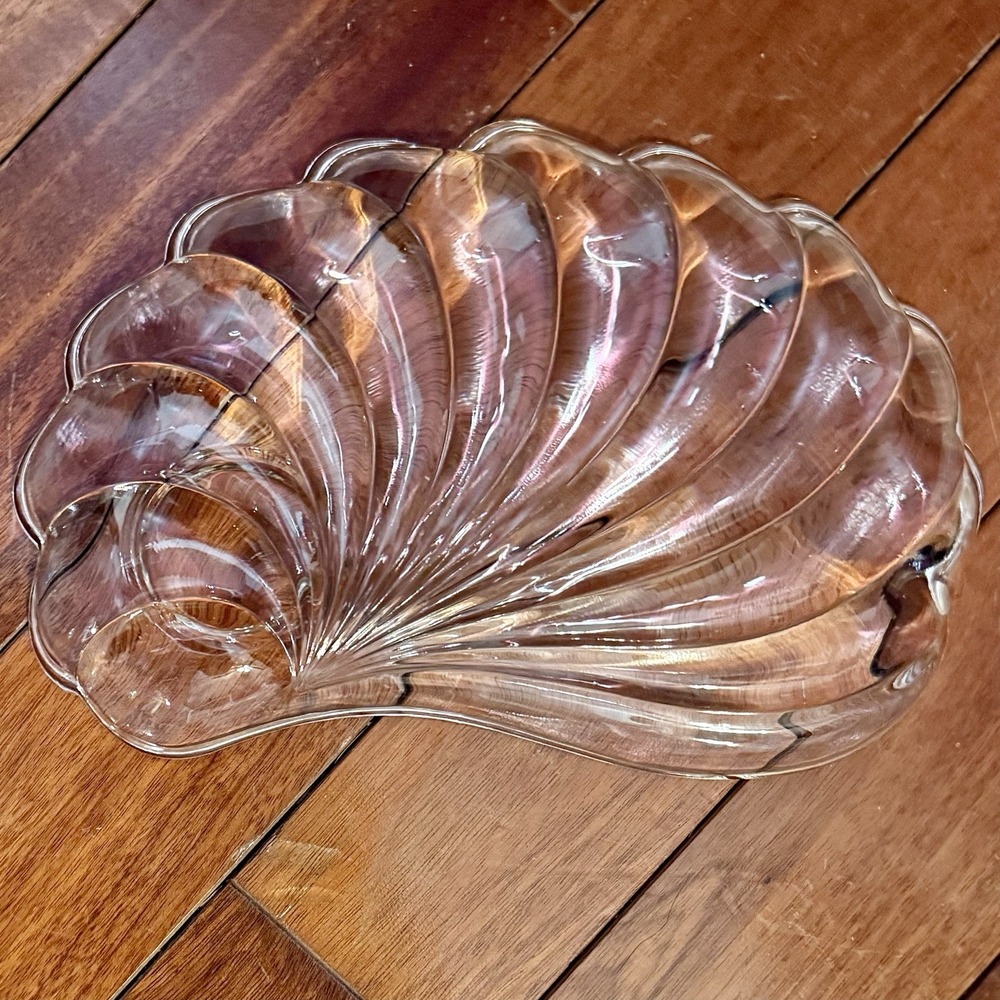 4pc VTG 1940s MCM Hazel Atlas Scalloped Seashell Snack Luncheon Plate Cup Holder - Picture 2 of 5